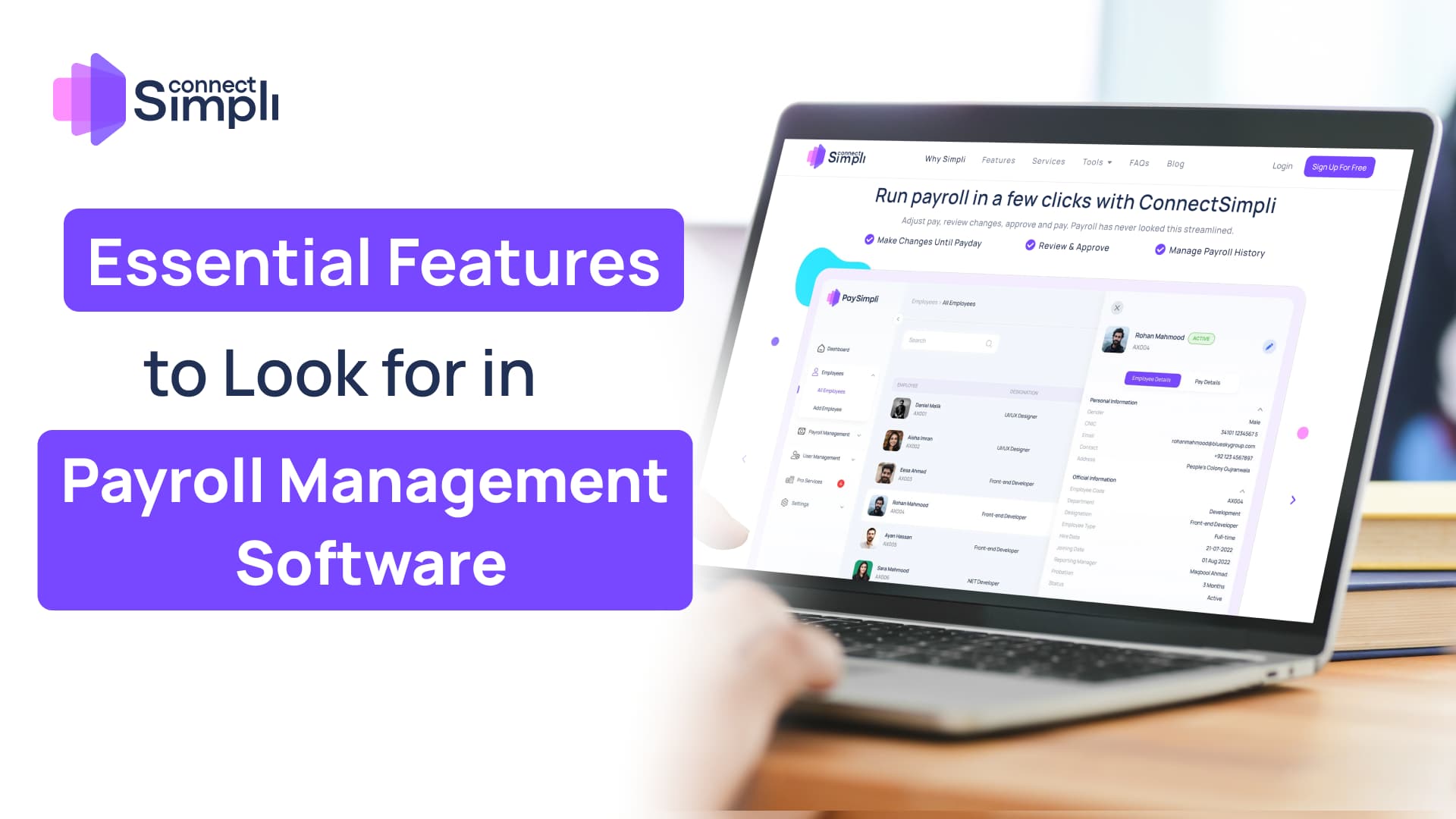Payroll management software interface with automated tax and compliance features